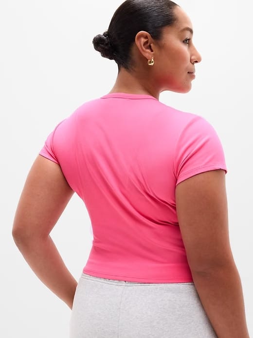 Athleta Signature Rib Crop T-Shirt - Pink (Cerise)