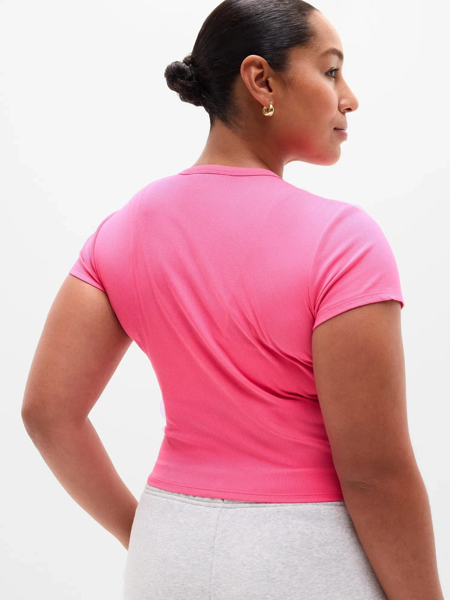 Athleta Signature Rib Crop T-Shirt - Pink (Cerise)