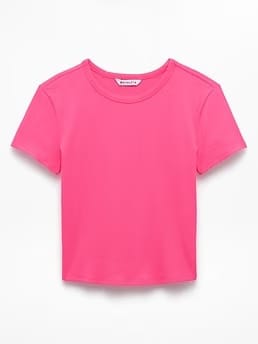 Athleta Signature Rib Crop T-Shirt - Pink (Cerise)