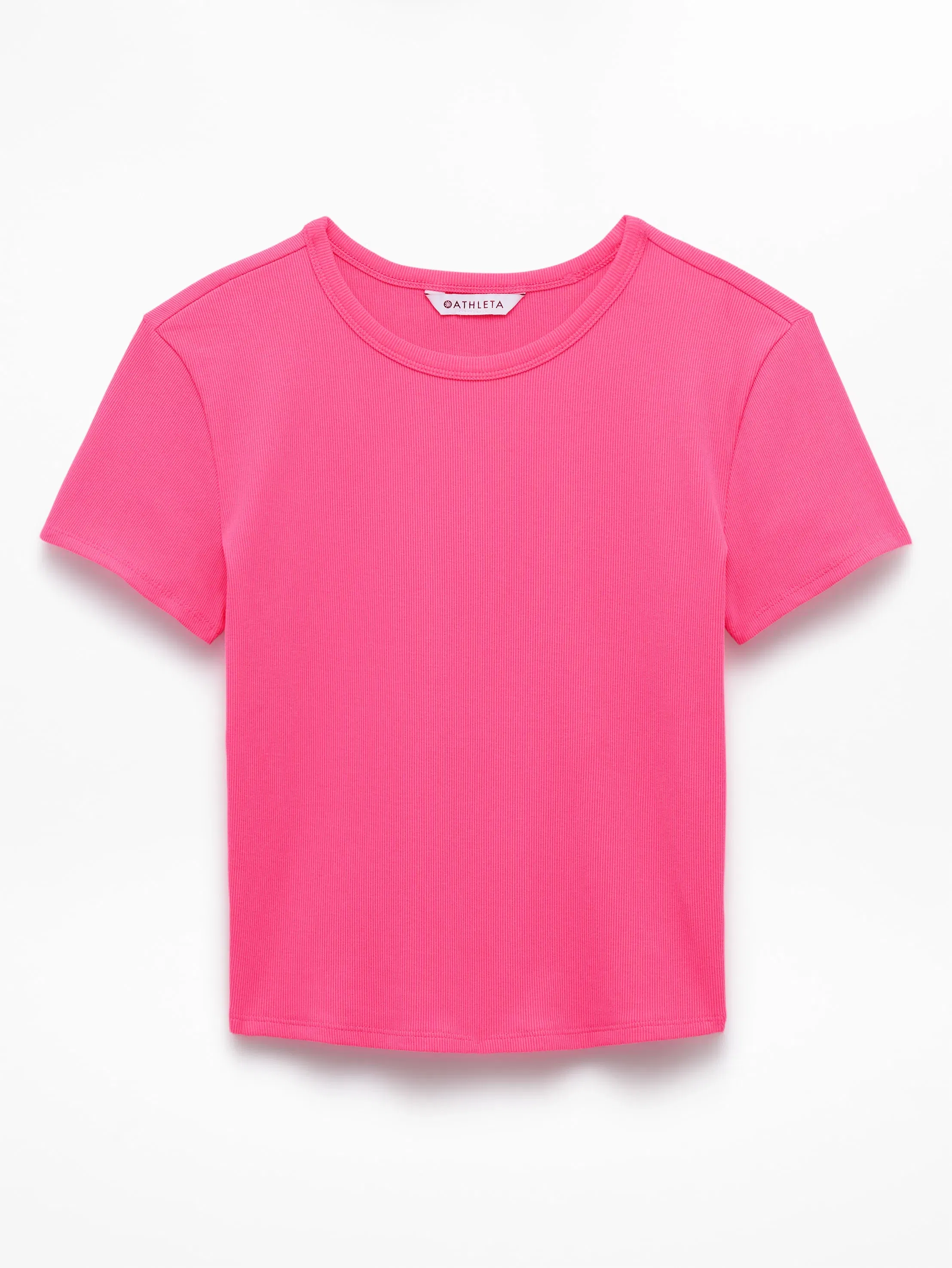 Athleta Signature Rib Crop T-Shirt - Pink (Cerise)