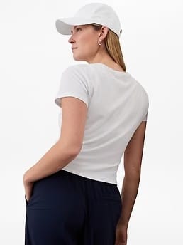 Athleta Signature Rib Crop T-Shirt - White (Bright White)
