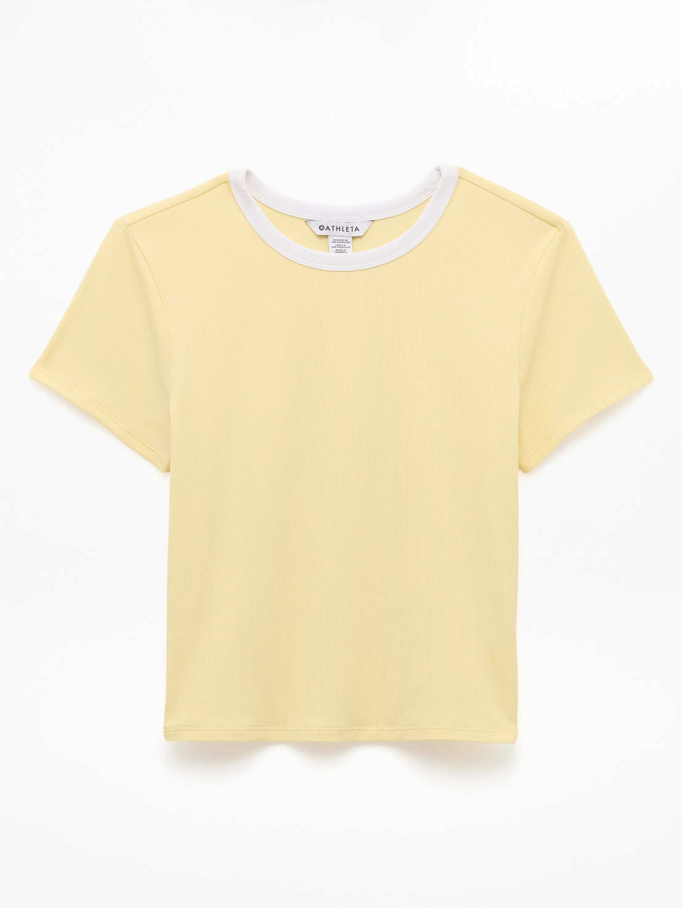 Athleta Signature Rib Crop T-Shirt - Yellow (Solstice/White)