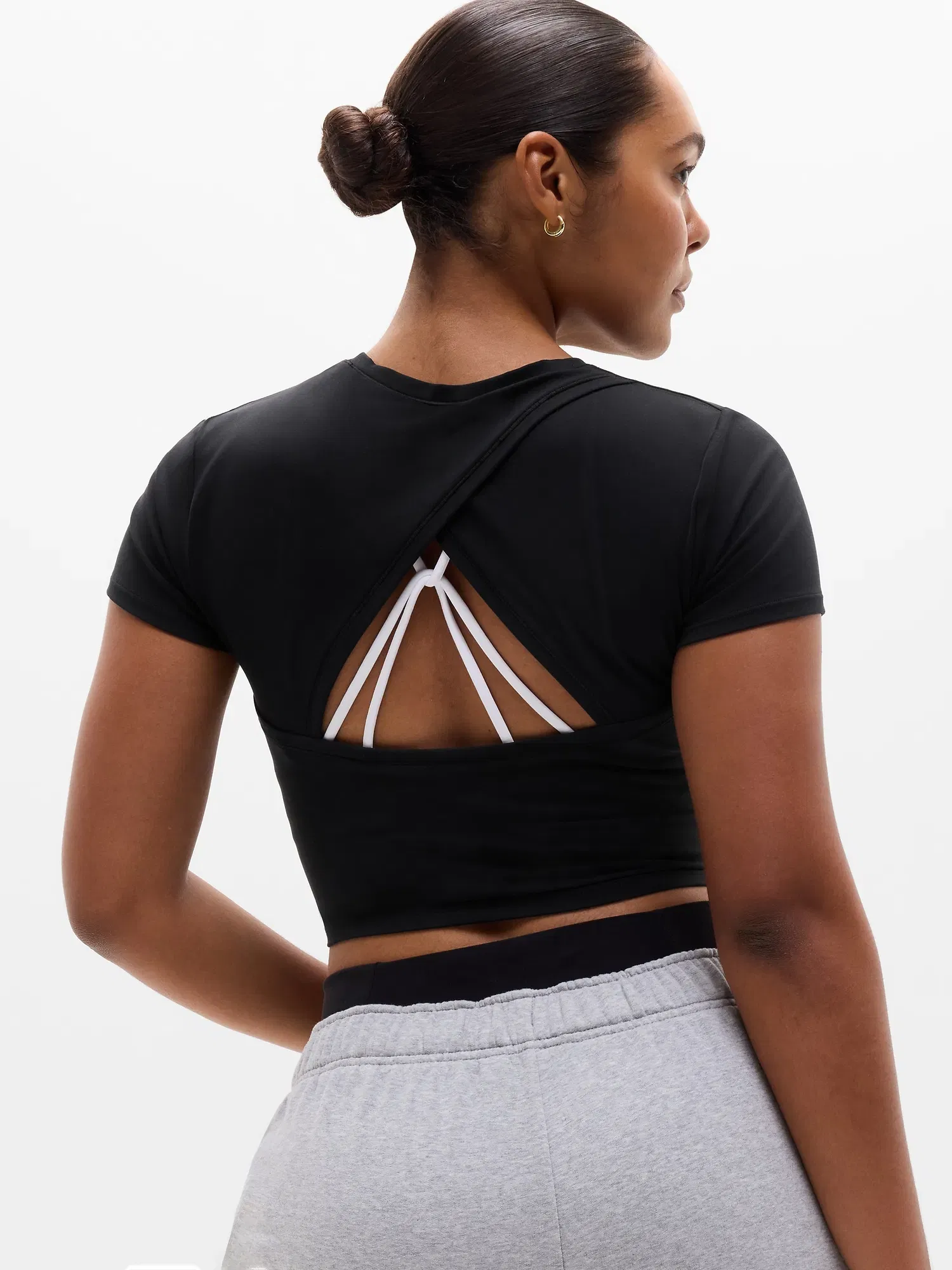 Athleta Transcend Open Back T-Shirt - Black (Black)