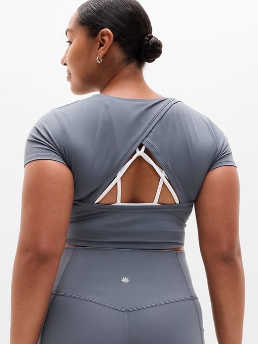 Athleta Transcend Open Back T-Shirt - Gray (Slate)