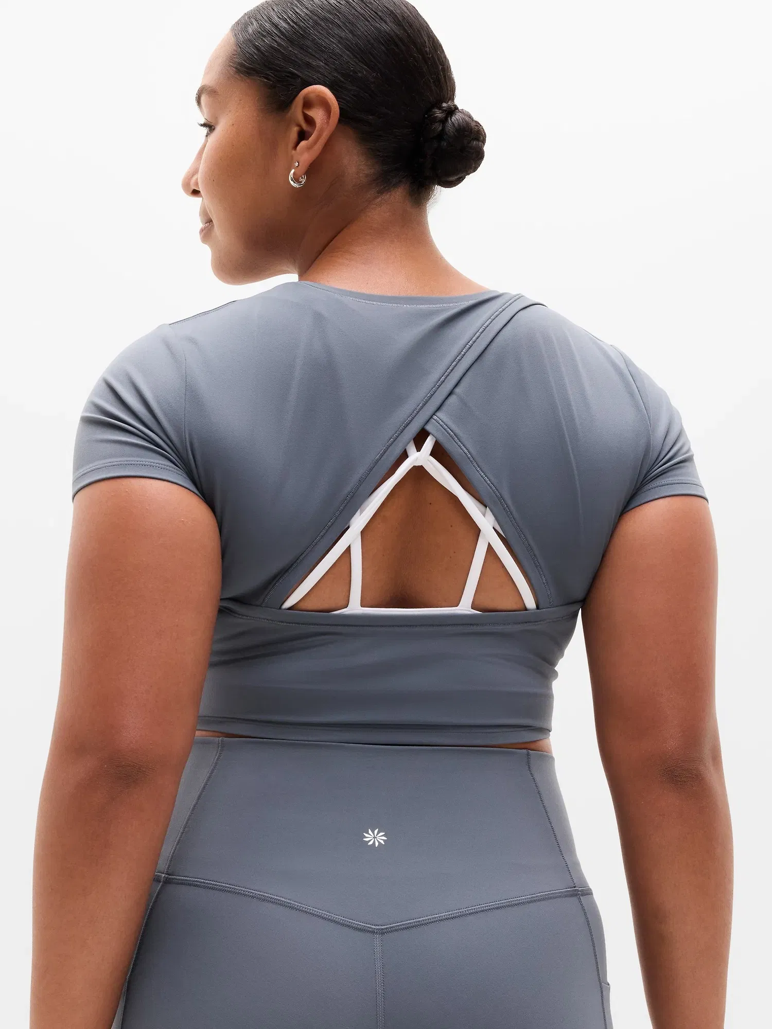 Athleta Transcend Open Back T-Shirt - Gray (Slate)