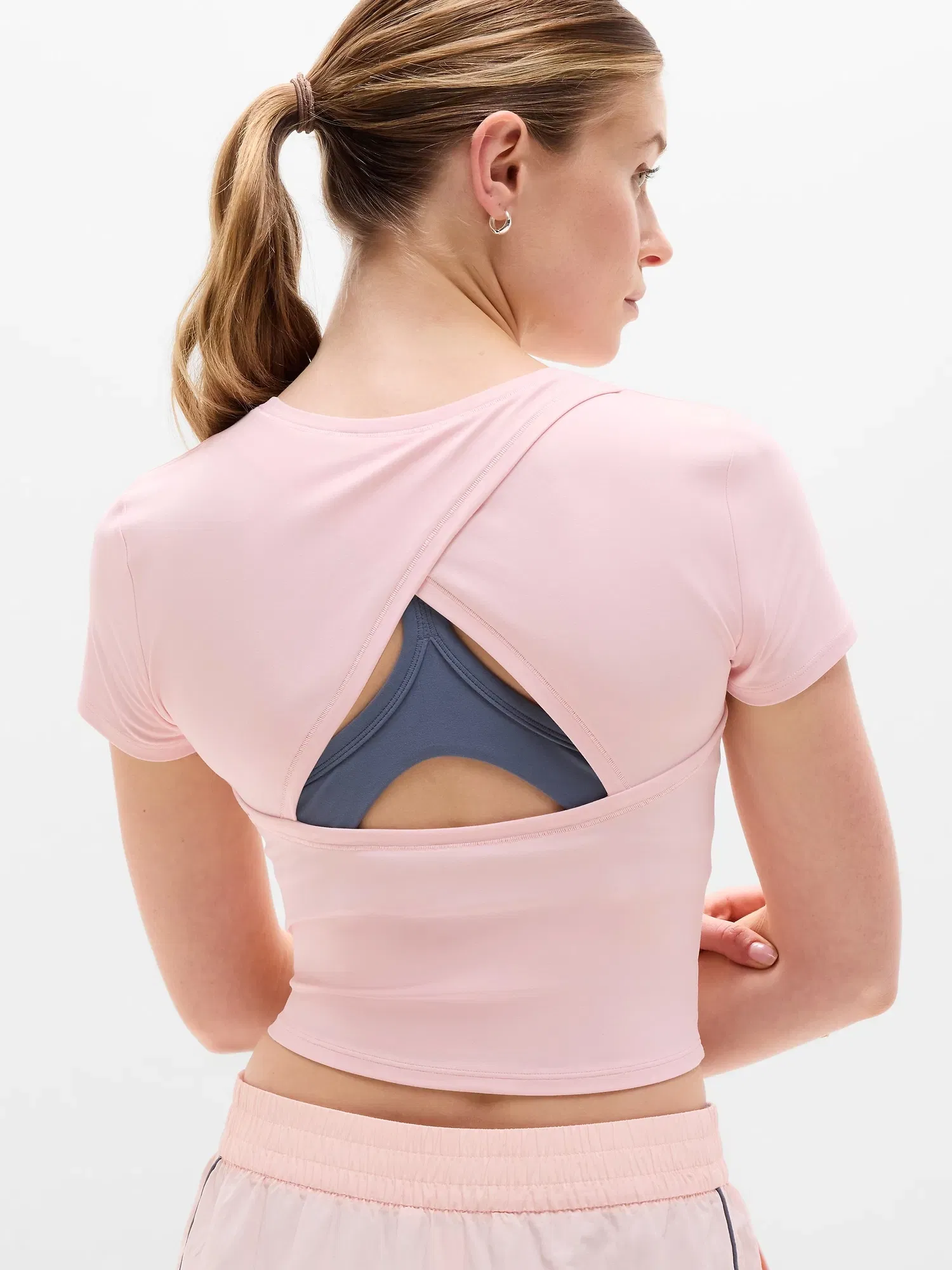 Athleta Transcend Open Back T-Shirt - Pink (Pink Sand)