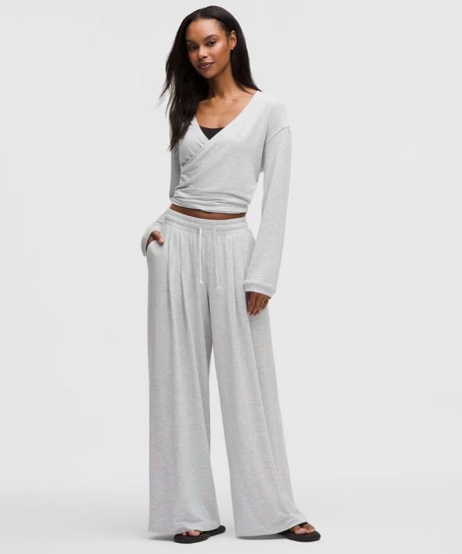 lululemon BeCalm High-Rise Pleated Extra-Wide Leg Pant - Heathered Core Ultra Light Grey