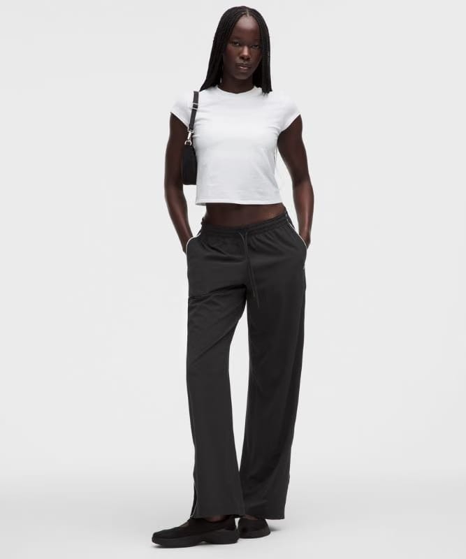 lululemon Court Rival Wide-Leg Track Pant Regular *Stitched Logo - Black/White