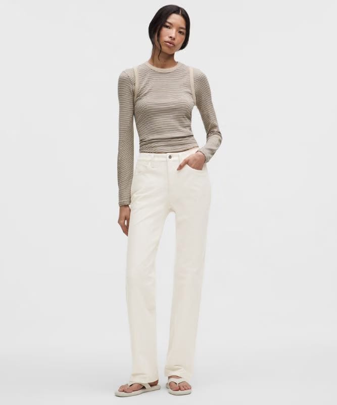 lululemon EasyFive Mid-Rise Relaxed-Straight Pant *Regular - Light Ivory