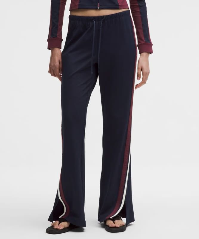 lululemon Striped Slim-Fit Mid-Rise Track Pant - Burgundy Bay/Light Ivory/Oxford Red
