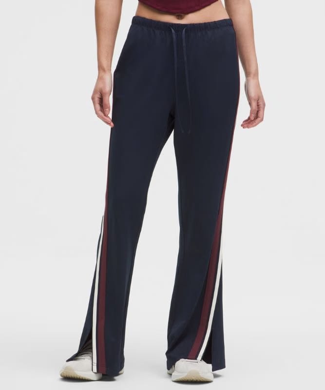 lululemon Striped Slim-Fit Mid-Rise Track Pants *Asia Fit - True Navy/Light Ivory/Burgundy Bay