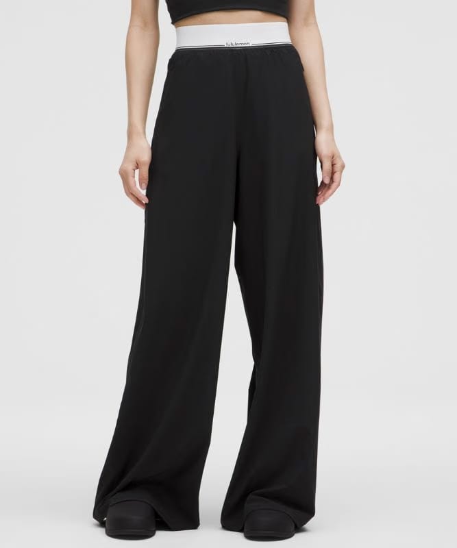 lululemon Swift High-Rise Wide-Leg Pants Logo Waistband *Asia Fit - Black/White