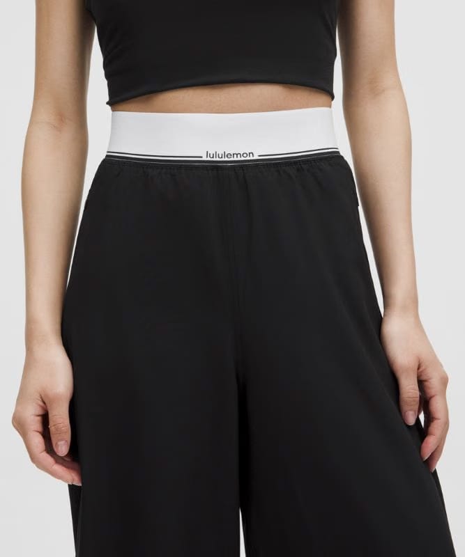 lululemon Swift High-Rise Wide-Leg Pants Logo Waistband *Asia Fit - Black/White