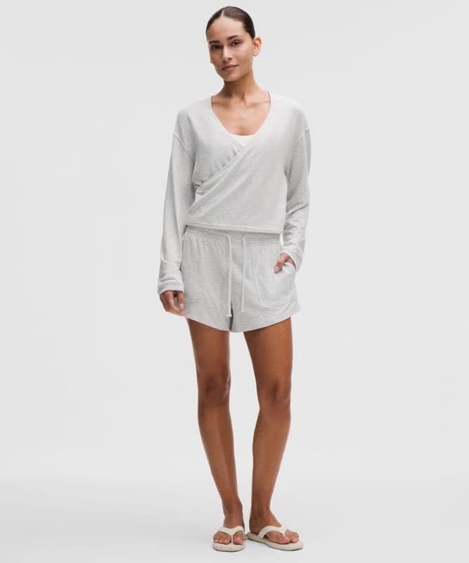 lululemon BeCalm Wrap-Front Long-Sleeve Shirt - Heathered Core Ultra Light Grey