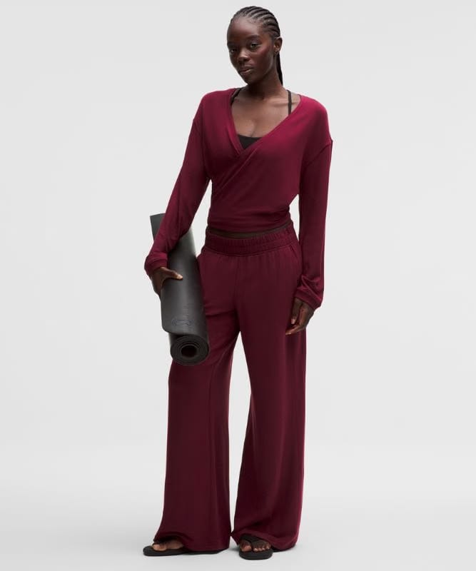 lululemon BeCalm Wrap-Front Long-Sleeve Shirt *Updated Fabric - Burgundy Bay