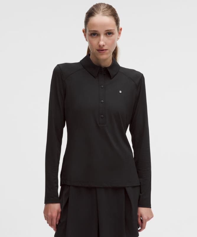lululemon Quick-Dry Long-Sleeve Polo Shirt *Straight Hem - Black