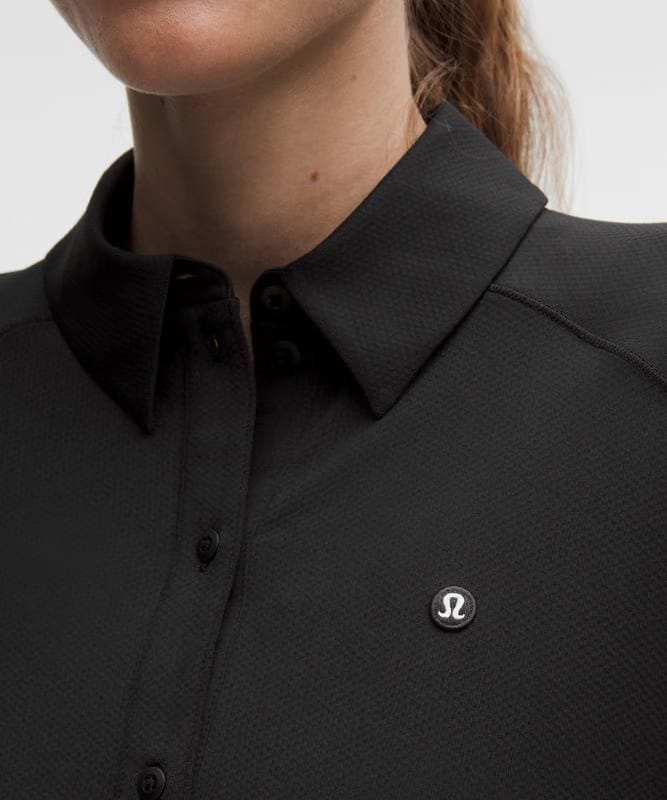 lululemon Quick-Dry Long-Sleeve Polo Shirt *Straight Hem - Black