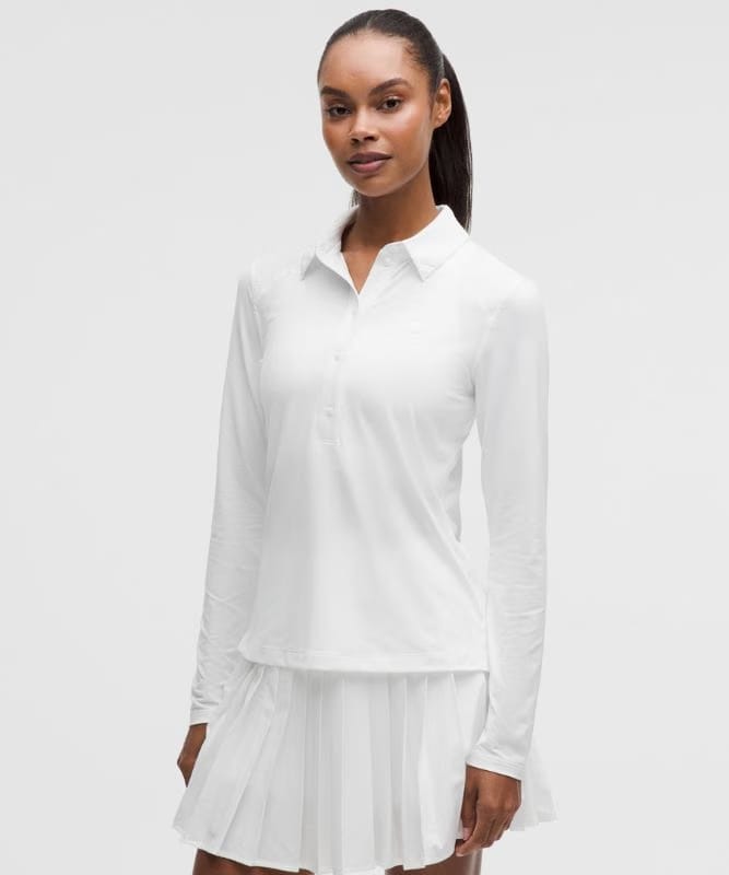 lululemon Quick-Dry Long-Sleeve Polo Shirt *Straight Hem - White