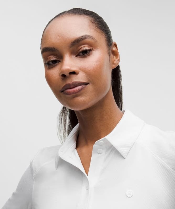 lululemon Quick-Dry Long-Sleeve Polo Shirt *Straight Hem - White