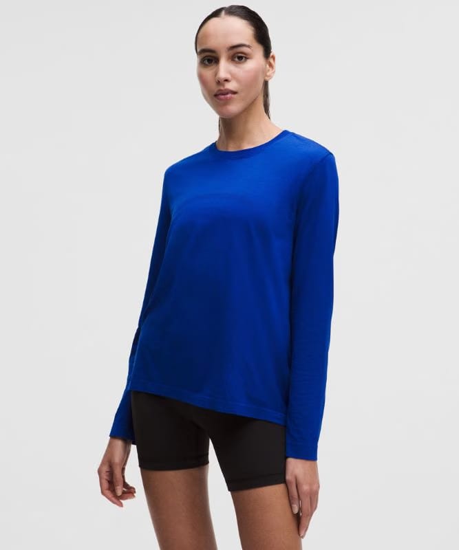 lululemon Swiftly Relaxed Long-Sleeve Shirt Hip Length *Updated Fit - Clubhouse Blue/Jet Stream
