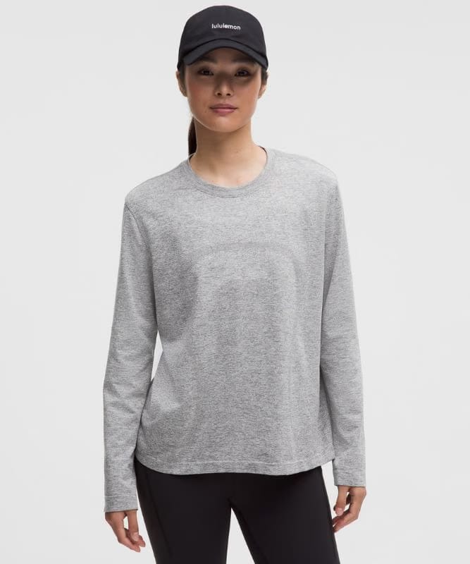 lululemon Swiftly Relaxed Long-Sleeve Shirt Hip Length *Updated Fit - Slate/White