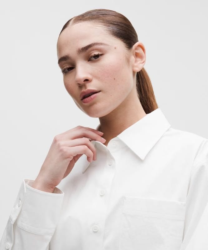lululemon Woven Cropped Button-Up Long-Sleeve Shirt - Downtown Tan
