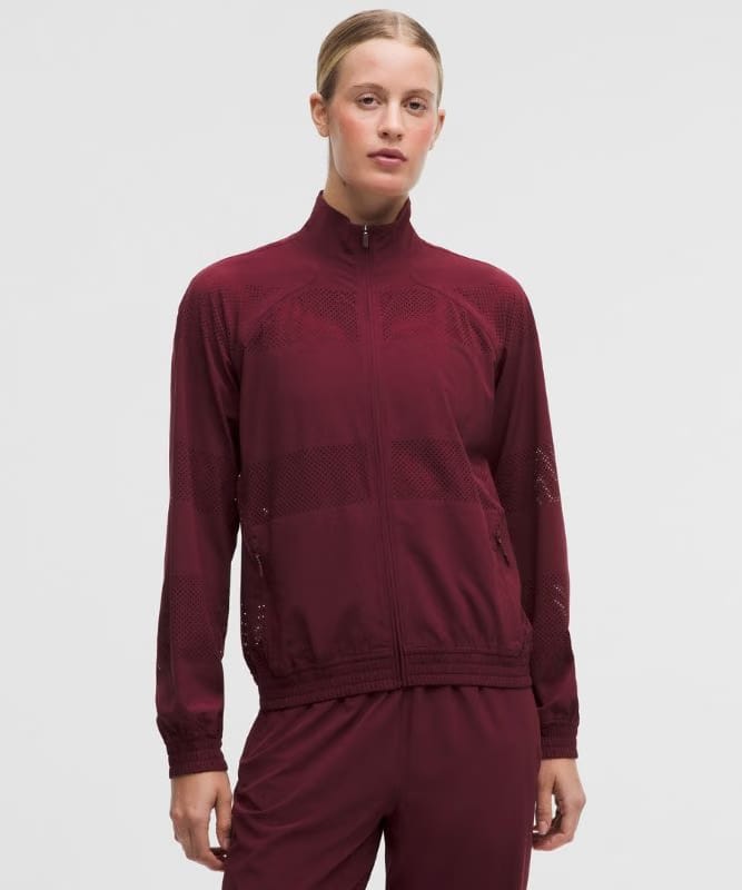 lululemon Adapted State Track Jacket *Perforated Stripe - Burgundy Bay