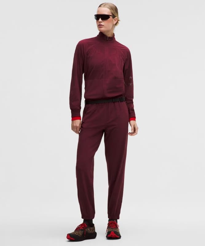 lululemon Adapted State Track Jacket *Perforated Stripe - Burgundy Bay