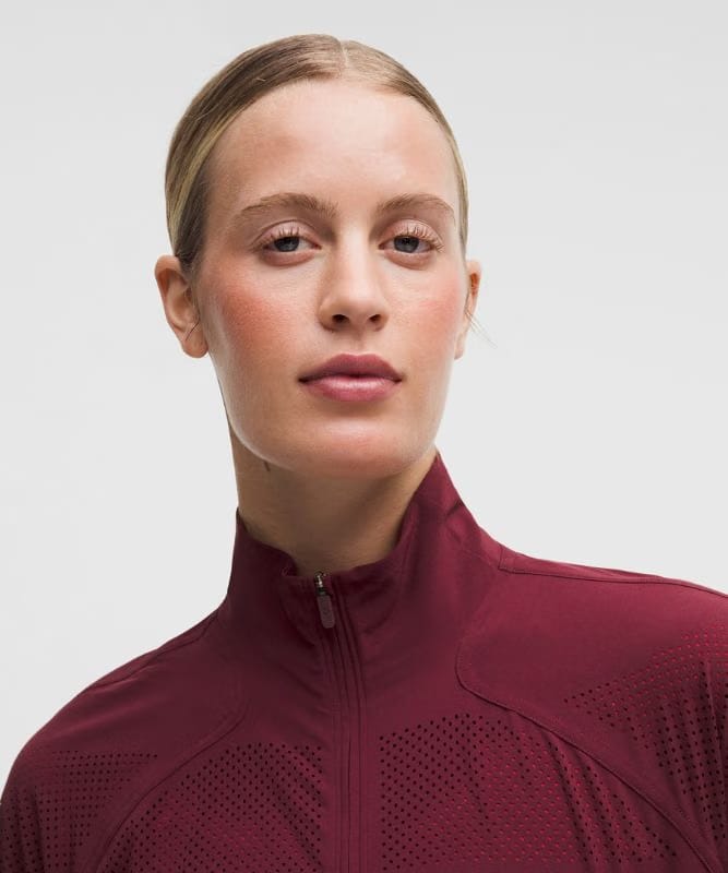 lululemon Adapted State Track Jacket *Perforated Stripe - Burgundy Bay