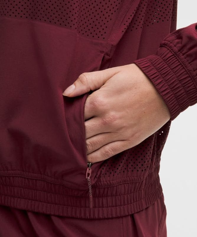 lululemon Adapted State Track Jacket *Perforated Stripe - Burgundy Bay