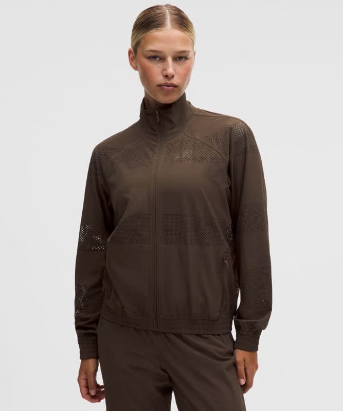 lululemon Adapted State Track Jacket *Perforated Stripe - Walnut Crunch
