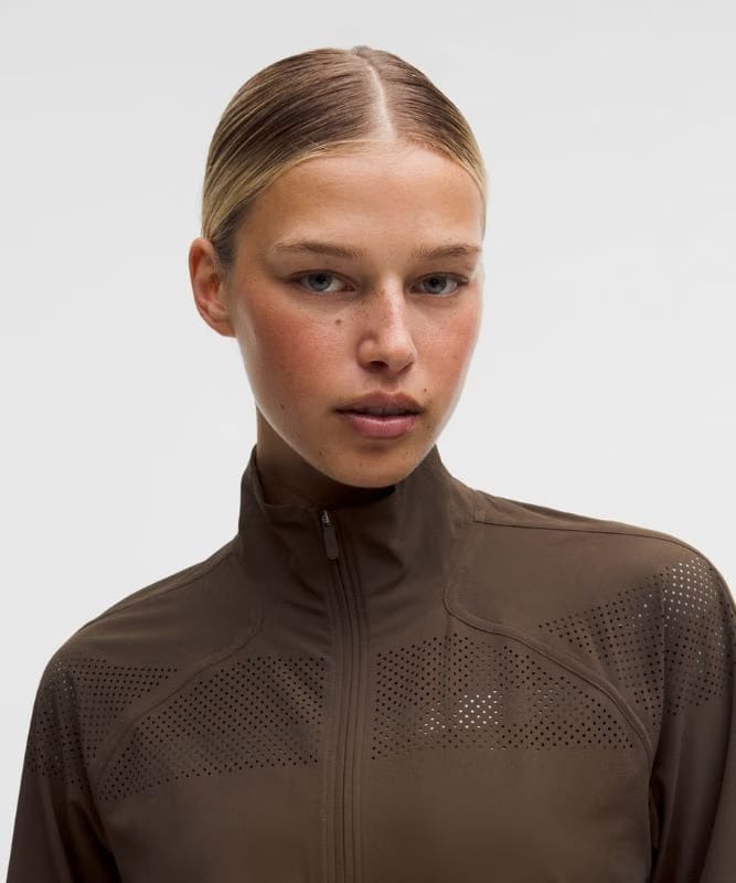 lululemon Adapted State Track Jacket *Perforated Stripe - Walnut Crunch