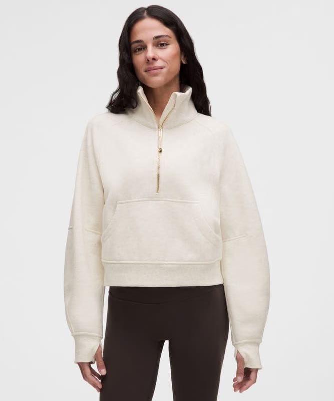lululemon Scuba Oversized Funnel-Neck Half Zip - Heathered Light Ivory/Gold