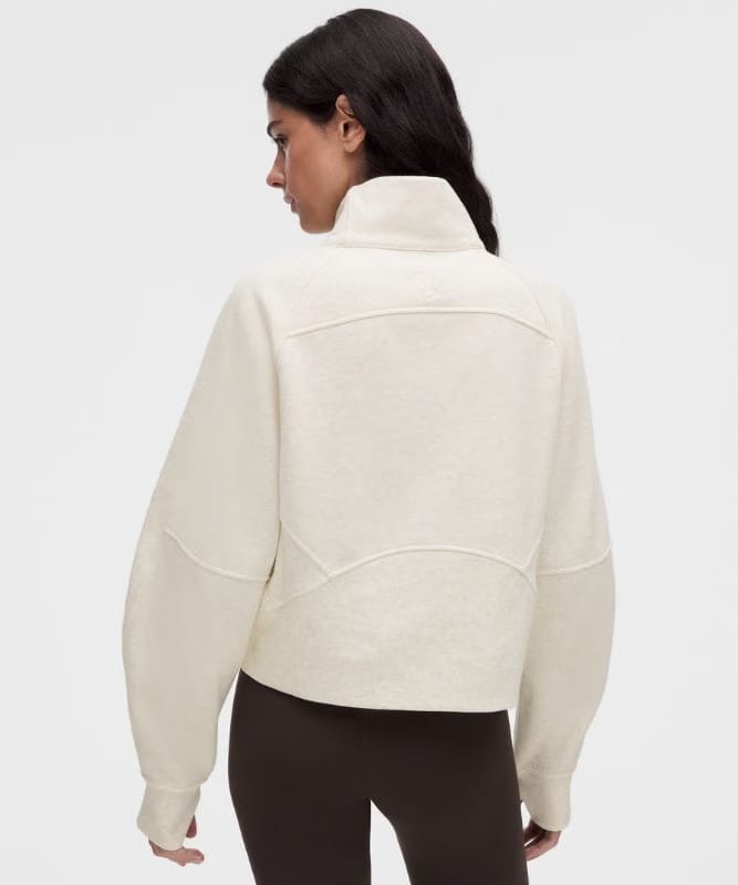 lululemon Scuba Oversized Funnel-Neck Half Zip - Heathered Light Ivory/Gold