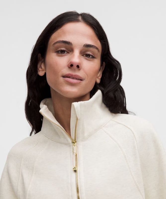 lululemon Scuba Oversized Funnel-Neck Half Zip - Heathered Light Ivory/Gold