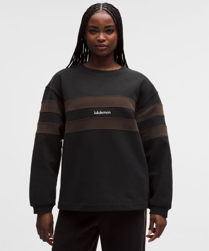lululemon Women's Steady State Oversized Pullover *Stripe - Black/Walnut Crunch