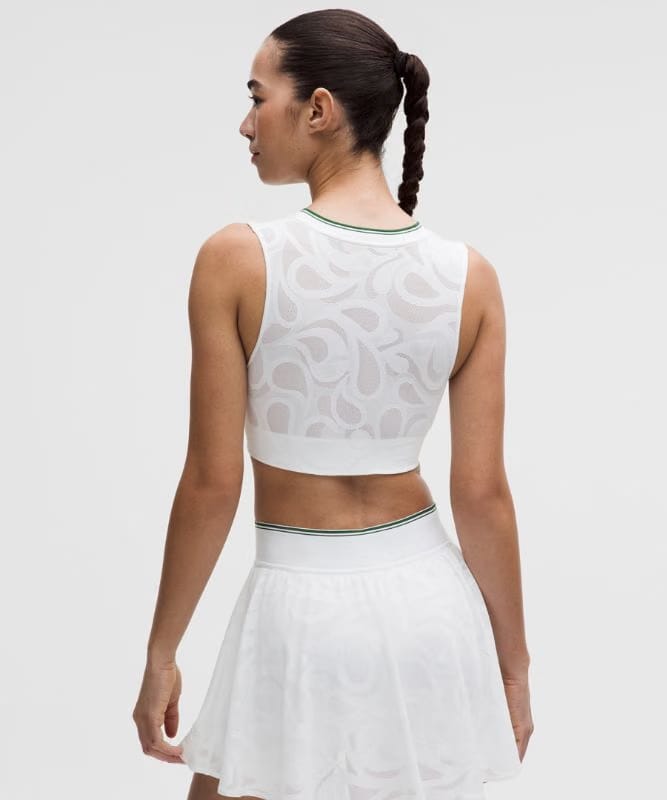 lululemon Paisley Mesh-Back V-Neck Longline Tennis Bra *Medium Support, B/C Cup - White/Ivy Grove