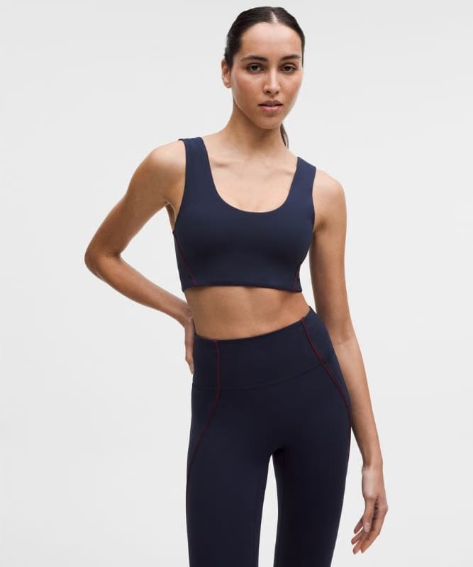 lululemon Wunder Train Piped Sports Bra *Medium Support, B/C Cup - True Navy/Burgundy Bay
