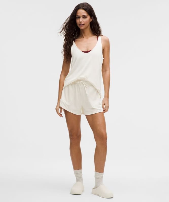 lululemon BeCalm Mid-Rise Short 3" *Updated Fabric - Light Ivory