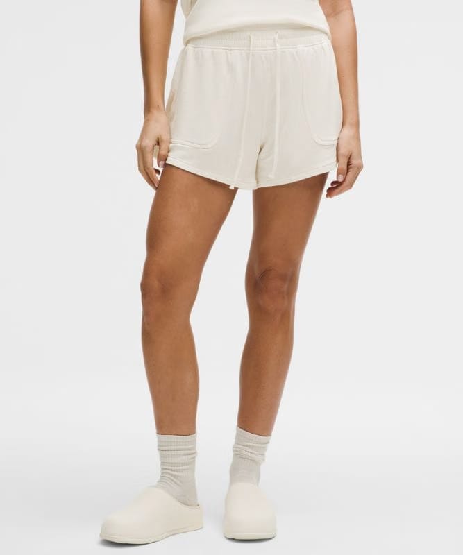 lululemon BeCalm Mid-Rise Short 3" *Updated Fabric - Light Ivory