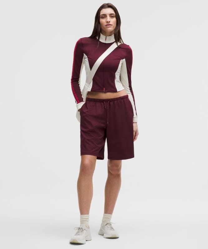lululemon Striped Baggy Low-Rise Track Short 9.5" - Burgundy Bay/Light Ivory/Oxford Red