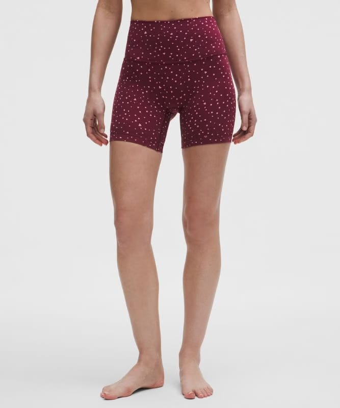 lululemon Align No Line™ High-Rise Short 6" - Heart Scatter Dot Print Candy Cloud Burgundy Bay