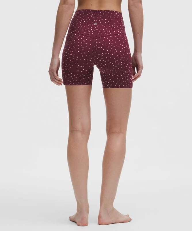 lululemon Align No Line™ High-Rise Short 6" - Heart Scatter Dot Print Candy Cloud Burgundy Bay