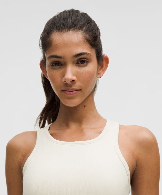 lululemon Ebb to Street Cropped Racerback Tank Top *Light Support, B/C Cup - Light Ivory