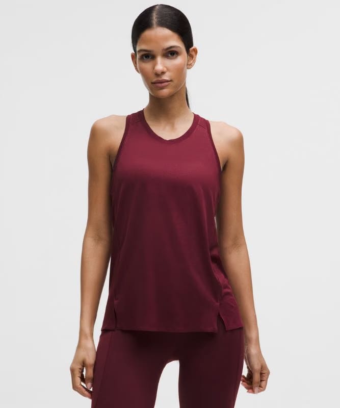 lululemon Fast and Free Singlet *Perforated Stripe - Burgundy Bay