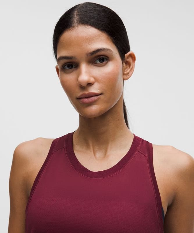 lululemon Fast and Free Singlet *Perforated Stripe - Burgundy Bay