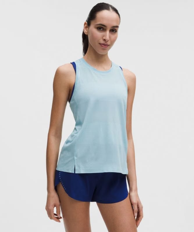 lululemon Fast and Free Singlet *Perforated Stripe - Foam Cloud