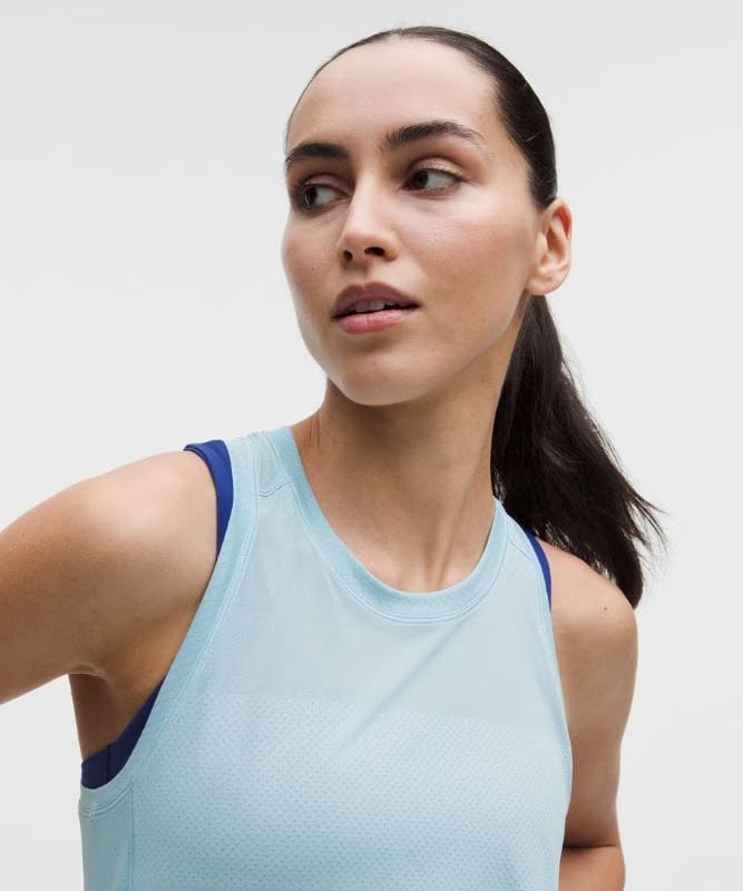 lululemon Fast and Free Singlet *Perforated Stripe - Foam Cloud