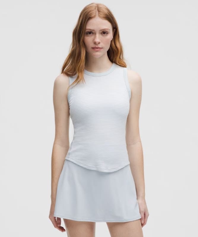 lululemon Hold Tight Crewneck Tank Top *Waist Length - Minute Stripe White Starch Blue