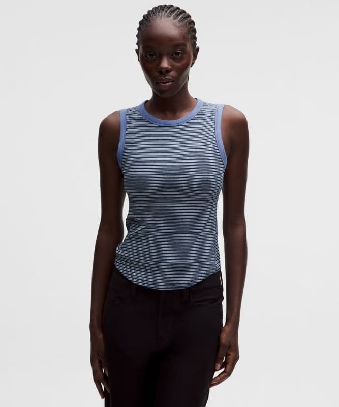 lululemon Hold Tight Crewneck Tank Top *Waist Length - Surround Stripe Prep Blue Coconut Ivory